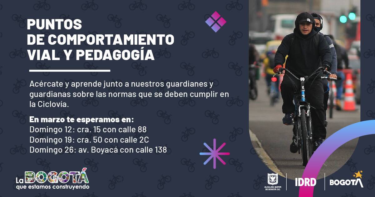Puntos de comportamiento vial en Ciclovía Marzo 2023