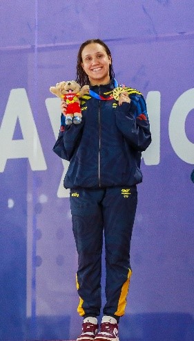 Jasmín Pistelli es la máxima medallista del equipo Bogotá con 4 preseas de oro y 1 de plata. Foto cortesía COC.