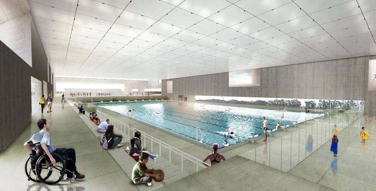 Proyección animada de piscina de centro deportivo