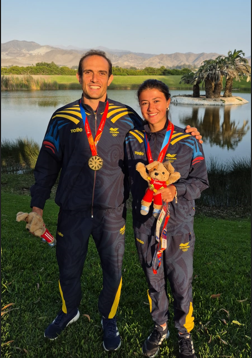 Santiago Correa y Daniela Verswyvel, medallistas de oro en esquí en la octava jornada. Foto cortesía COC.