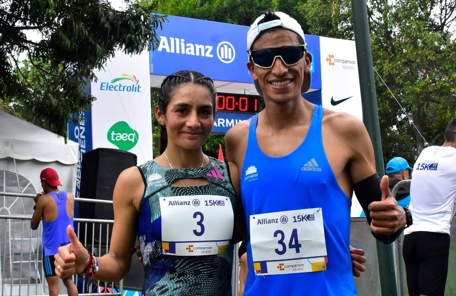Angie Orjuela e Iván González dominaron la Carrera Allianz 15K. Foto Correcaminos.