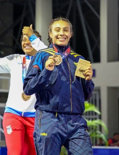 Nicoll Parrado, bronce en lucha 68 kgs. Foro cortesía COC.