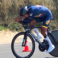 Diego Dueñas en acción. Tras casi tres años, volvió al podio del paracycling internacional en una Copa Mundo. Foto Fedeciclismo.