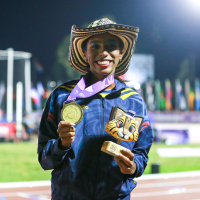 Con ejecución de 6.92 metros, Natalia Linares ganó la medalla de oro en salto largo e impuso nueva marca para los Juegos Panamericanos Junior. Foto cortesía COC.