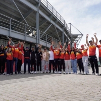 Grupo de ciclismo del Equipo Bogotá-IDRD-Licibog, cuando partía hacia Zipaquirá para afrontar los Campeonatos Nacionales de Ruta. Foto IDRD.