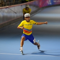 El patinador de carreras John Edwar Tascón, fue el máximo medallista del Equipo Bogotá en los XXV Juegos Centroamericanos y del Caribe 2026. Foto IDRD / Andrés ROT.