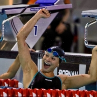 Sirena Rowe cerró la natación de carreras con medalla de plata en los 50 metros libre. Foto cortesía COC/FECNA.