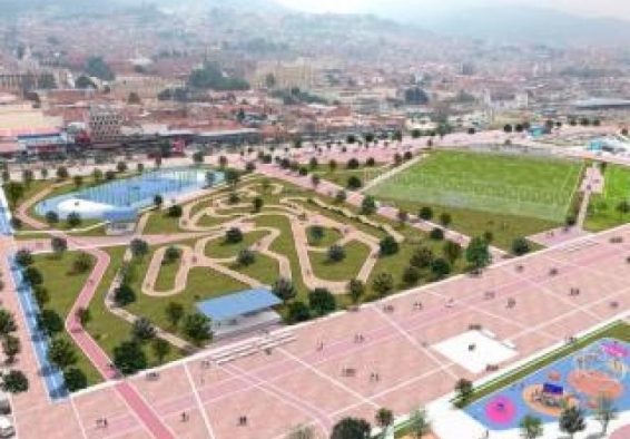 vista aérea de proyección de obra de parque