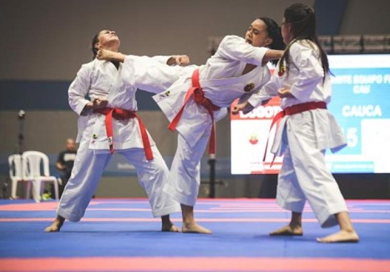 deportistas de karate compitiendo