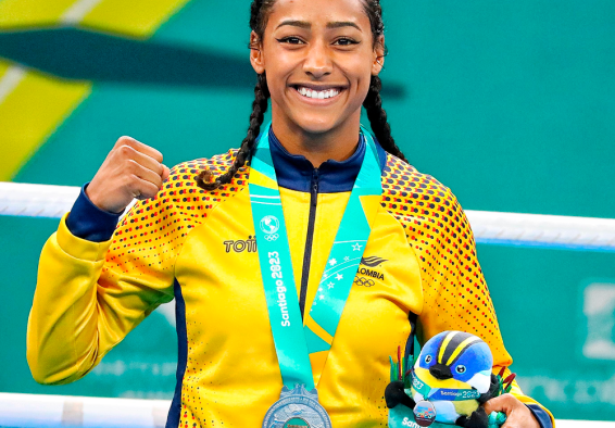 Valeria Arboleda, medalla de plata en boxeo y cupo a París 2024. Foto cortesía COC.