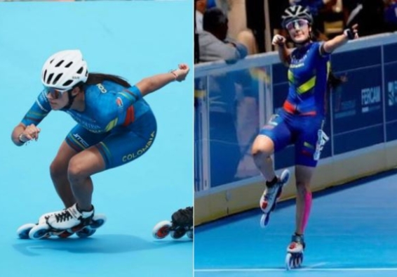 Gabriela Rueda (izq.) y María Camila Vargas, dobles campeonas del mundo en Italia. Fotos cortesía Fedepatín.