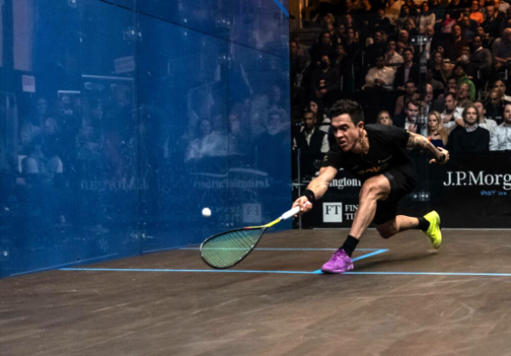 Miguel Ángel Rodríguez, de squash, busca otra medalla –su tercera individual- en los World Games en China, de los que se despide en esta ocasión. Foto cortesía PSA.