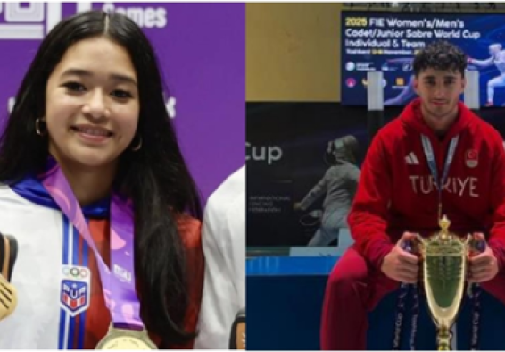 La puertorriqueña Gabriela Lee, número 2 del mundo, y el turco Furkan Yaman, número 1, estarán en Bogotá en la Copa Mundo de sable. Fotos Panam Sports y @YamannFurkann, Instagram.