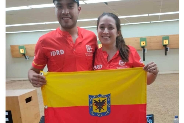 La pareja Amarillo y Casas, tercer podio dorado para el Equipo Bogotá (foto MinDeporte)