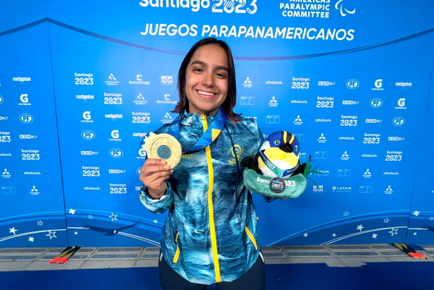 Sara Vargas fue de nuevo la máxima medallista del Equipo Bogotá en los Juegos Parapanamericanos. Foto cortesía CPC.