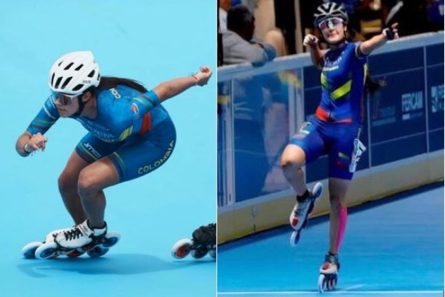 Gabriela Rueda (izq.) y María Camila Vargas, dobles campeonas del mundo en Italia. Fotos cortesía Fedepatín.