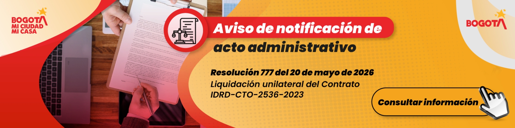 Aviso de notificación de acto administrativo