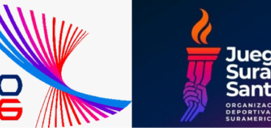Logos de los dos máximos retos del Equipo Bogotá en 2026: los Juegos Centroamericanos y del Caribe en República Dominicana y los Juegos Suramericanos en Argentina.