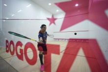 Miguel Ángel Rodríguez, ganador en la final de squash masculina de los Juegos Bolivarianos. Foto: Andrés ROT/IDRD