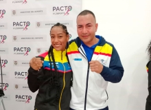Valeria Arboleda y su entrenador Alexander Brand. Foto IDRD.
