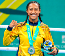 Valeria Arboleda, medalla de plata en boxeo y cupo a París 2024. Foto cortesía COC.
