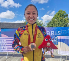 Paula Ossa, figura de Bogotá los Juegos Paralímpicos París 2024. Foto cortesía Fedeciclismo.