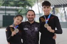 Geraldine Gañán, Diego Duque (entrenador) e Isaac Sotomayor