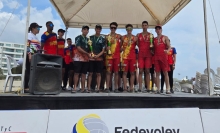 Podio U19 varones. En el centro, los campeones Martín Gaviria y Juan Felipe Uribe, de Bogotá. Foto IDRD.