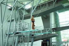 Trampolines olímpicos para los clavados en el Complejo Acuático