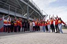 Grupo de ciclismo del Equipo Bogotá-IDRD-Licibog, cuando partía hacia Zipaquirá para afrontar los Campeonatos Nacionales de Ruta. Foto IDRD.