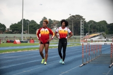 Martha Valeria Araújo (izq.) y María Fernanda Murillo, corren en Europa este fin de semana. Foto IDRD.