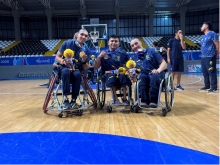 Jhoan Sebastián Peña Romero, Julián David López Romero y Federico López Rodríguez son los tres jugadores del Equipo Bogotá, campeones con Colombia en el baloncesto en silla de ruedas de los Juegos Parasuramericanos Valledupar 2026. Foto IDRD.