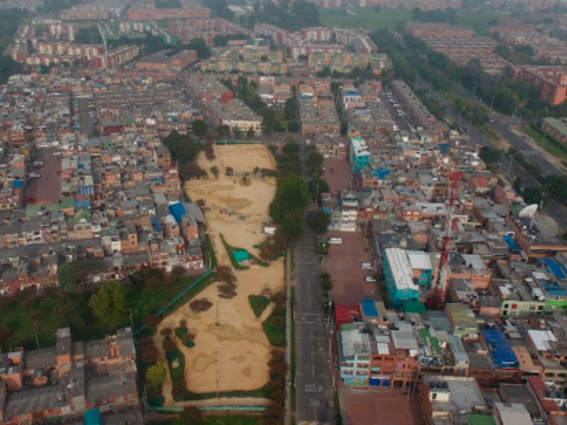 vista aérea de parque en obra
